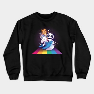 Cute Animals riding a rainbow Crewneck Sweatshirt